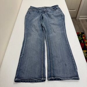 Cato Premium Womens 18W Blue Jeans Rhinestone Cross Back Pocket Bootcut